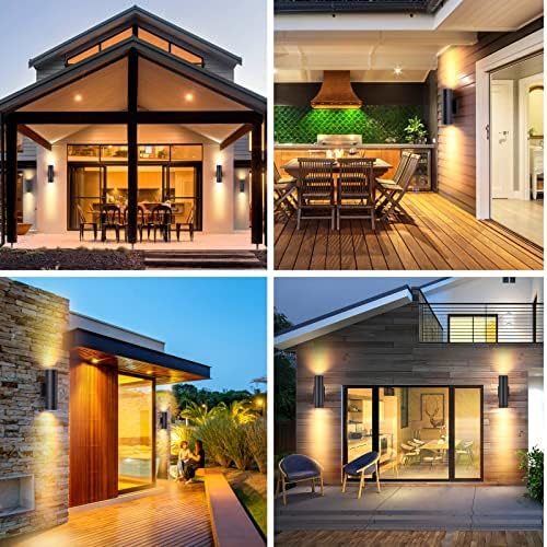 DAKAFUL Dimmable Wall Lights Outdoor 2 Packs, Integrated LED Cylinder Up Down 12W 2700K Modern Aluminum Light, Waterproof Exterior Light for Porch Patio Door - Image 5