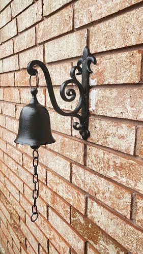 Vintage Cast Iron Dinner Bell as Entry Door Bell, Outside Hanging Decor or Indoor Decoration Wall Antique Farm and Front Gate Bell, Jet Black - Image 5
