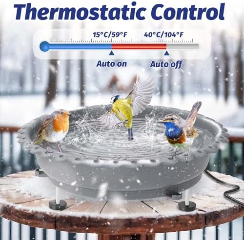 100W Heated Bird Bath with Metal Extension Screws, Gray - Image 4