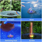 Solar Powered Fountain 4W Bird Bath Fountains Pump Upgraded Glass Panel Fountains with Color LED Lights 7 Nozzles & 4 Fixers for Garden Small Pond Outdoor Swimming Pool Fish Tank - Image 6