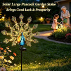 Large Solar Peacock Decorative Garden Stake Metal Yard Art Decor - Image 6
