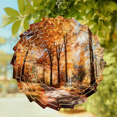 10 Inch Yellow Leaves Forest Wind Spinner for Yard and Garden, Trees Modern Art Hanging Ornaments Outdoor 3D Kinetic Wind Sculpture Spinners Indoor Outdoor Patio Décor Ornaments Gift - Image 2