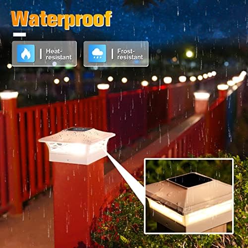 VOLISUN 6Pack Solar Post Cap Lights, 2 Color Modes Deck Lights, White - Image 3
