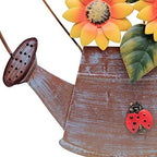 Large Vintage Metal Hanging Watering Can Design with Sunflower Wecome Sign Wall Front Door Garden Kitchen Patio Decoration Sunflower Door Wreaths 14''x15.5'' - Image 4