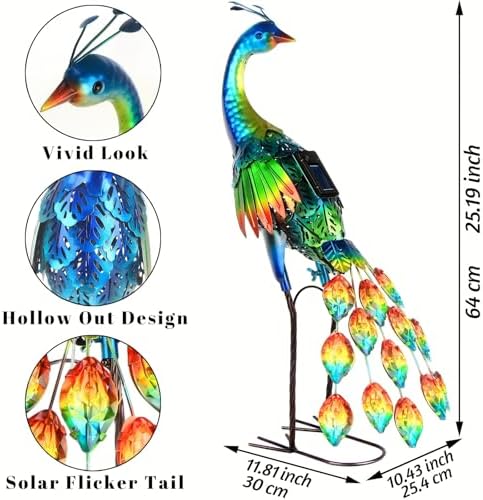 Vibrant Metal Peacock Statue - Outdoor Garden Decor, Sculpture & Yard Art - Durable, Weather-Resistant, Christmas Idea for Backyard, Lawn, Patio - Image 7