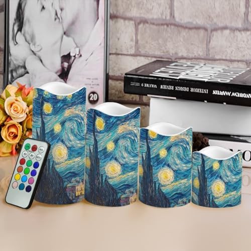 Starry Night Plastic Flameless Candles with Remote Control and Timer LED Flickering Battery Electric Pillar Candles for Table Decoration - Image 4