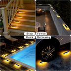 DetarZinLED Solar Step Lights Outdoor IP68 Waterproof 6 Pack Warm White Bar - Image 2