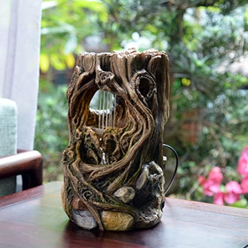 GOSSI Indoor Water Fountain Stump Rain Drop Meditation Desk Fountain Artistic Relaxation Waterfall for Home and Office Decor (22013) - Image 6
