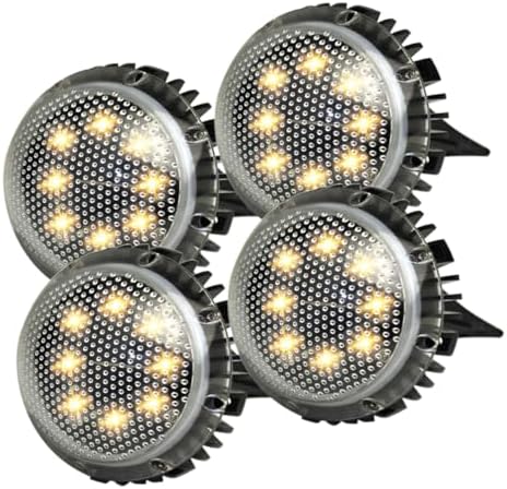 Homoyoyo 4pcs LED Solar Garden Ground Lights Outdoor Disc Solar-Powered Lawn Lamps Warm White Landscape Lighting for Patio Walkway Yard Decor by Homoyoyo