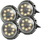 Homoyoyo 4pcs LED Solar Garden Ground Lights Outdoor Disc Solar-Powered Lawn Lamps Warm White Landscape Lighting for Patio Walkway Yard Decor by Homoyoyo
