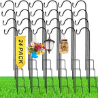 24 Pcs 24 Inch Shepherd Hook for Outdoor Adjustable Bird Feeder Pole by Yetene
