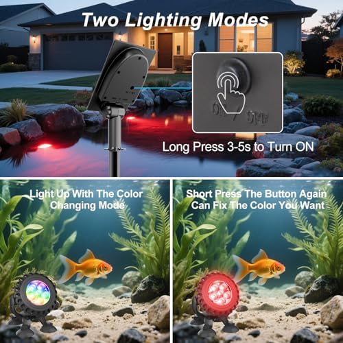 T-SUN Solar Pond Lights, 3-in-1 RGB Solar Underwater Pond Lights - Image 3