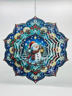 Shwing 12 Inch Wind Spinner Hanging Wind Sculptures Christmas Snowman Metal Decor Double Sided Outdoor Kinetic Garden Art 3D Wind Spinner Hanging Ornament for Patio Porch Balcony Backyard Tree Decor - Image 5