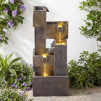 32.5" Outdoor Water Fountain LED Cascading Waterfall 5-Tier by Ultym