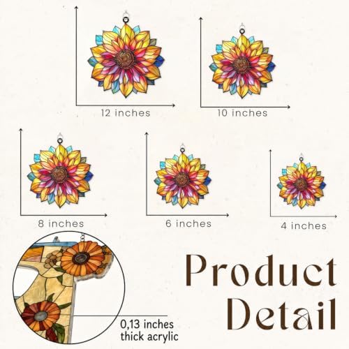 Autumn Sunflower Acrylic Suncatcher 10 Inches, Fall Decoration Indoor Outdoor, Bedroom Porch Decor, Stained Glass Effect Window Hanging, Colorful Floral Ornament, Flower Lover Gift for Her - Image 2