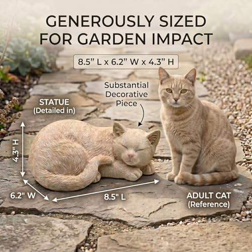 Beige Sleep Statues Outdoor Decorative, Dog Memorial Statue for Yard Lawn Patio Porch, Garden Pet Grave Marker Figures, 9.44" L x 6.29" W x 4.33" H - Image 4