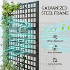 Outsunny Galvanized Raised Garden Bedw/Trellis 43" x 16" x 70" Black - Image 3
