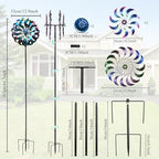 Wind Spinners Outdoor,64.2Inch 360°Rotating Crescent Windmill for Yard, Garden Wind Spinner with Blue Green Purple Gradient Blades, Weatherproof Metal Garden Decor - Image 3