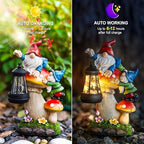 C&Y&G&X Solar Garden Gnome Statue with Lantern, Waterproof Mushroom Garden Decor, Resin Gnome Yard Art with Solar LED Lights for Outdoor Lawn Patio Porch, Gifts for Mom Grandma Garden Lovers - Image 2