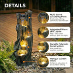 39.4” Water Fountain Outdoor, Fountains for Outside with Cascading Water & White LED Lights, Outside Water Feature for Gardens, Patios, Yards, and Decks - Image 2