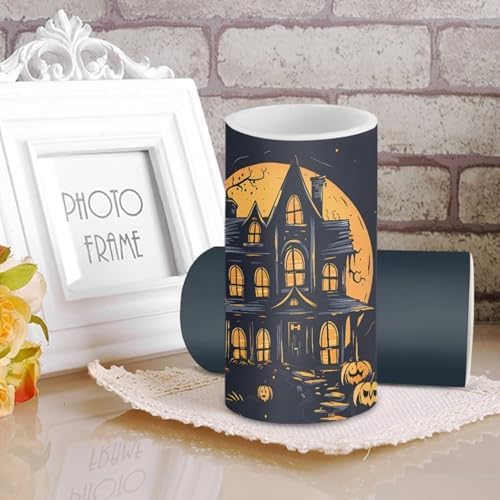 Halloween Flameless Candles with Remote and Timers Battery Operated Candles for Trick or Treat Day Home Party Banquet Decoration, Pumpkin Haunted House Print - Image 3