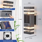 2 Pack Solar Outdoor Wall Lights with 3-Mode Motion Sensor Outside Sconces Up Down Solar Porch Light Fixtures 3000K 500LM Dusk to Dawn Modern Exterior Wall Lamp for House Garage Front Door - Image 2