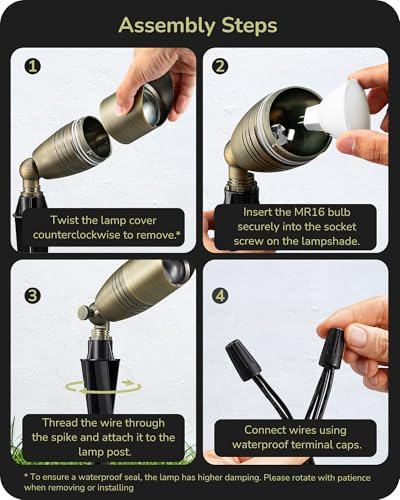 EDISHINE 12V Low Voltage Landscape Lights Solid Brass Waterproof Spotlights - Image 6