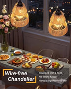 Battery powered Remote Control Hanging Pendant Light , Hand knitting 2 Pack - Image 5