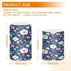 Boho Navy Blue and Pink Floral Flameless Candles with Remote Control Candles with Timer Waterproof Electronic Lights Glitter Led for Night Battery Operated Pillar 2-Piecing Set - Image 3