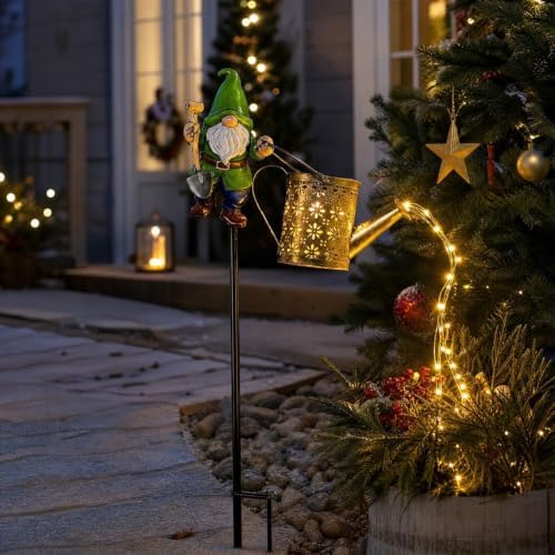Solar Lamp Ironware Watering Can Christmas Outdoor Lawns Garden Light Decor - Image 5
