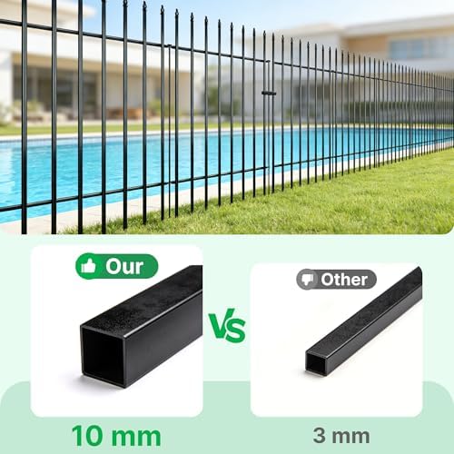 Thealyn 42" H x 12.5 Ft Metal Garden Fence with Gate, 5 Panels - Image 3