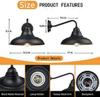 1 Pack Wall Lights Wall Mount for House Farmhouse Outdoor Wall Sconce Classic Barn Lights Outdoor & Indoor, 12" - Image 3
