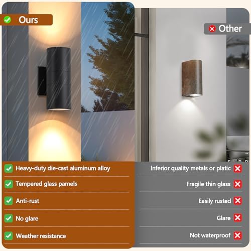 2 Pack Modern Black Outdoor Wall Light, Exterior Wall Sconce - Image 4