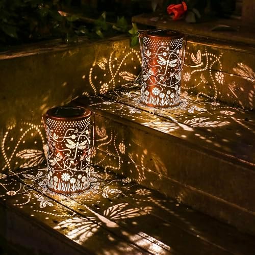 Dragonfly Solar Lanterns Outdoor Waterproof Hanging Solar Lights Dragonfly Gifts for Women Men Mom Metal Decorative LED Lanterns for Yard, Patio, Lawn, Pathway, Landscape, Garden Decor - Image 5