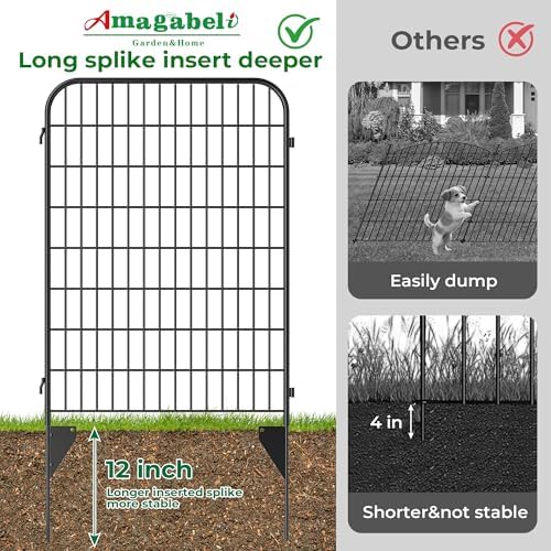 AMAGABELI 8 Panels 46 in(H) X 21 ft(L) Decorative Garden Fence Gate,No Dig Dog Fence Outdoor for Yard,Rustproof Tall Garden Fencing Animal Barrier Metal Wire Panel Border for Flower Bed,Patio - Image 5