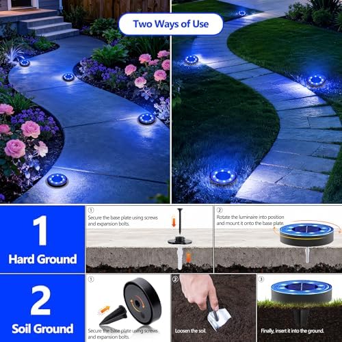 Joomer 12 Pack 2.9inch Solar Ground Lights Outdoor, Blue - Image 2