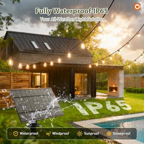 addlon 204FT(96*2) Solar String Lights Outdoor,Waterproof Dimmable 60+4 LED - Image 4