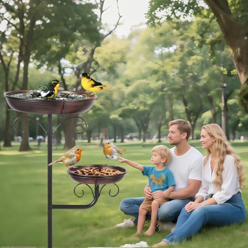 42" Large Freestanding Metal Bird baths for Outdoors Bird Feeder Ground for Garden Decor, Removable Bowl with Strong 5 Stakes, Bird Bath for Outside, Ground Mounted Birdbaths for Pation Backyard Lawn - Image 6