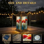 Solar Lantern Outdoor Waterproof Nature Inspired Vibrant Aesthetics Floral Red Flowers Yellow Green Garden Decor LED Solar Lights Hanging/Tabletop Lamp Gifts for Women Mom for Outside Yard Patio - Image 2