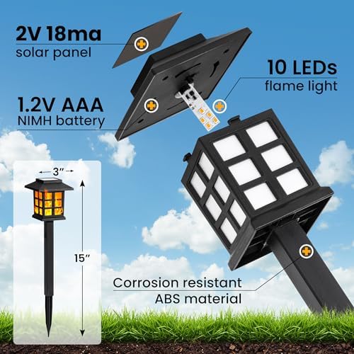 GIGALUMI Solar Lights Outdoor Waterproof 10 Pack, LED Garden Decor - Image 7