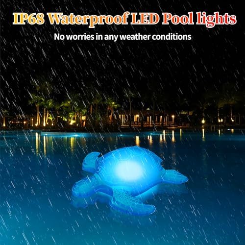 26.5inch Solar Pool Floats Lights,IP68 Waterproof Solar Powered Floating Pool Lights,16RGB Colors Turtle Inflatable Light Up Pool Float for Above Ground Pools,Outdoor Swimming Pool Decorations(1Pc) - Image 4