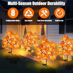 Uieke 4 Pack Solar Fall Lights Outdoor Decorative, 80LED Fall Solar Stake Lights Outdoor with 8 Modes & Timer Maple Leaf Pathway Lights Waterproof Thanksgiving Decorations for Yard Garden - Image 2