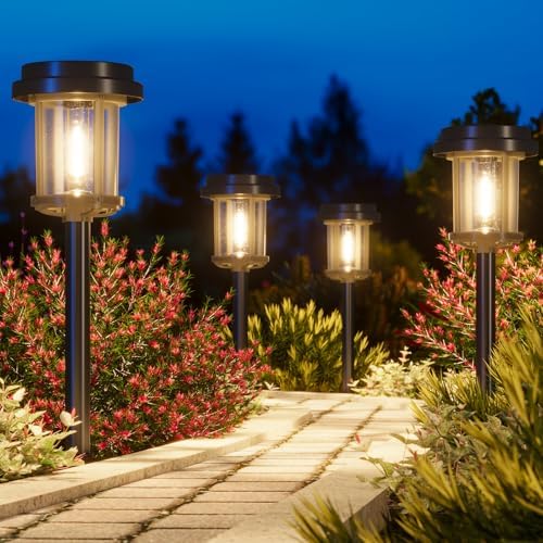 XMCOSY+ Solar Pathway Lights - 4 Pack Solar Path Lights for Garden Lights by XMcosy