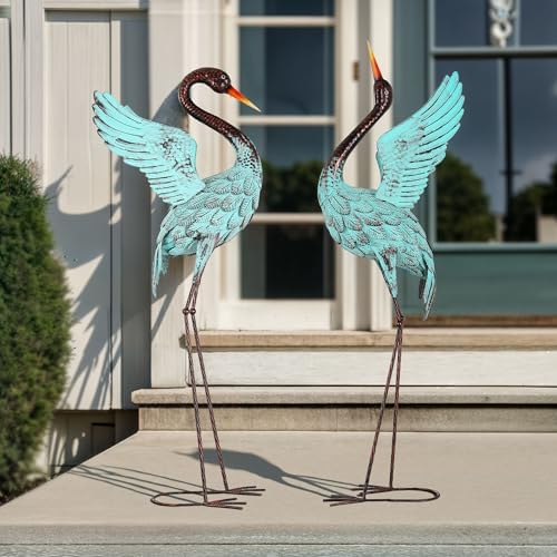 47.5" Blue Heron Statues, Extra-Large Sandhill Crane Decor Set of 2 - Image 5