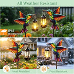 2 Pack Solar Lights Outdoor Hummingbird Garden Stakes with Solar Lanterns - Image 3
