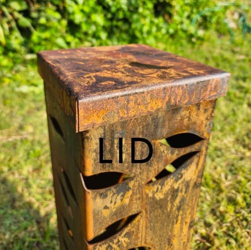 Butterfly Garden Column - Garden Decor - Garden Statue - Well Cover - Landscape Light Cover - Utility Cover (18" T x 4.5" W x 4.5" D with LID) by Maker+Table+Metal