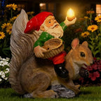 Funny Garden Gnomes Decorations for Yard Statue with Solar Lights by ZESTYEUX