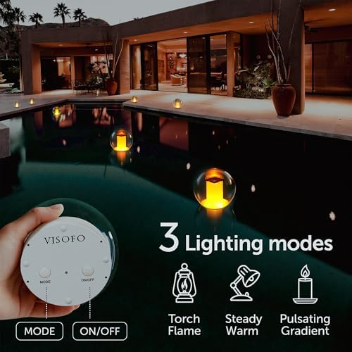 VISOFO Solar Floating Pool Lights for Swimming Pool, Flame Led Lamp, 1 pcs - Image 3