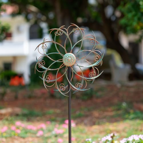 13" Metal Wind Spinner with Stake,Kinetic Wind Sculptures for Yard - Image 2
