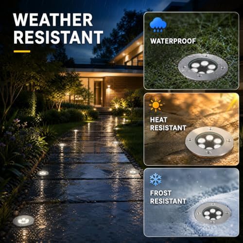 JESLED 12 Pack Outdoor Landscape Lights, Low Voltage In Ground Well Lights - Image 4